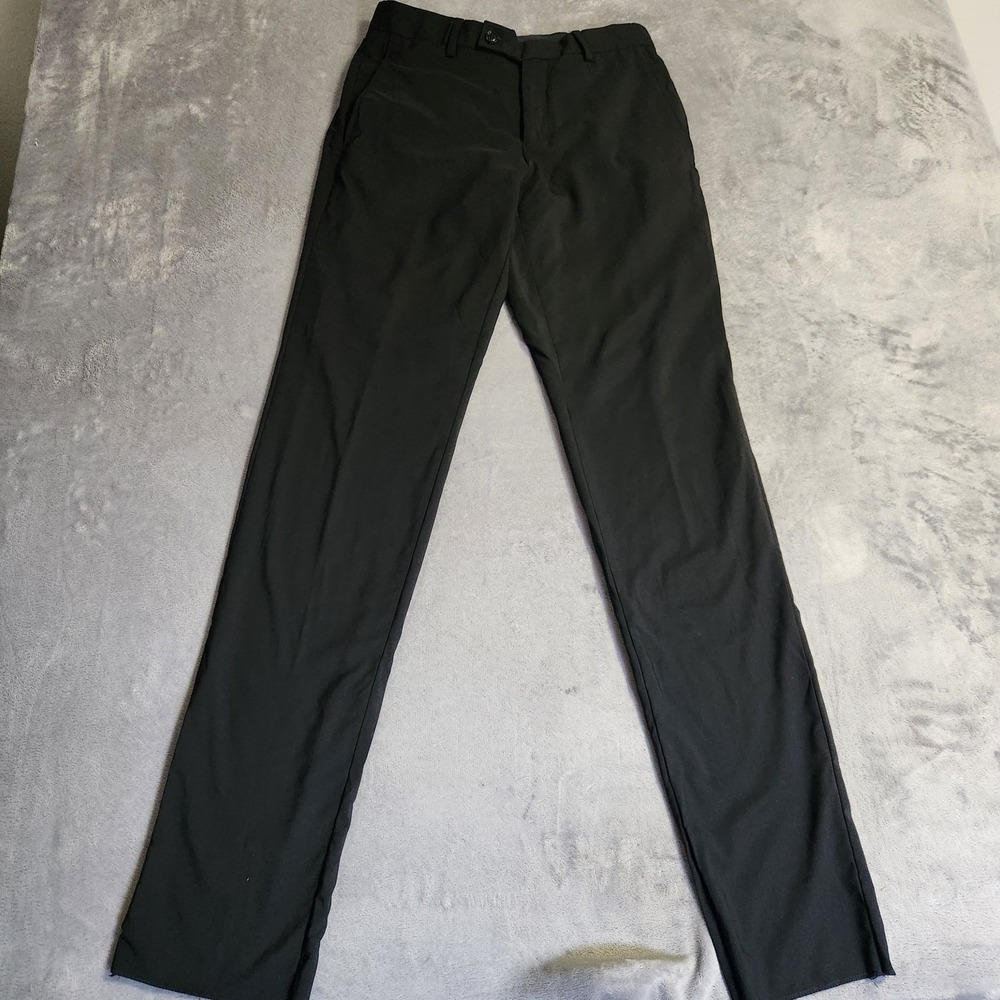 Ted Baker London Men's Black Dress Pants Slim Straight Leg 30 Unfinished Hem